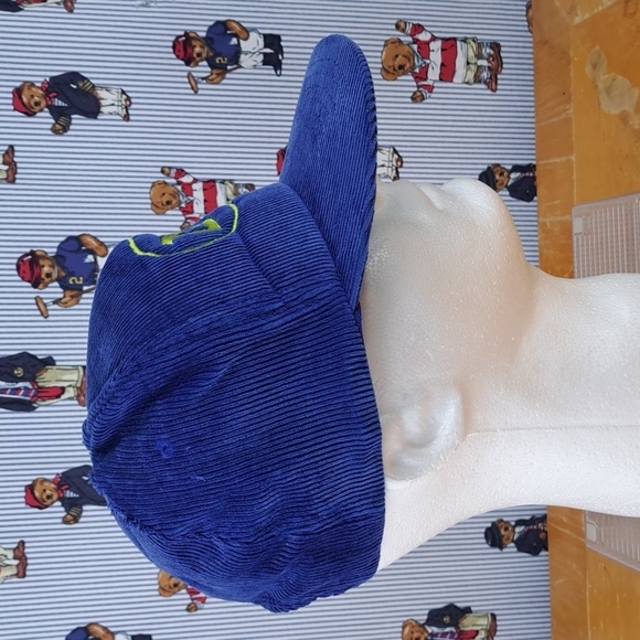 Vintage Zep stitched logo royal blue corduroy foam front panel snapback hat cap - Picture 4 of 8